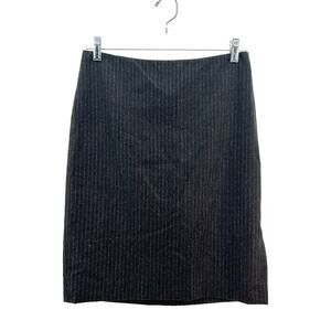 Ralph Lauren Black Label Wool Blend Skirt 4 Black Pinstripe Slit Old Money Siren